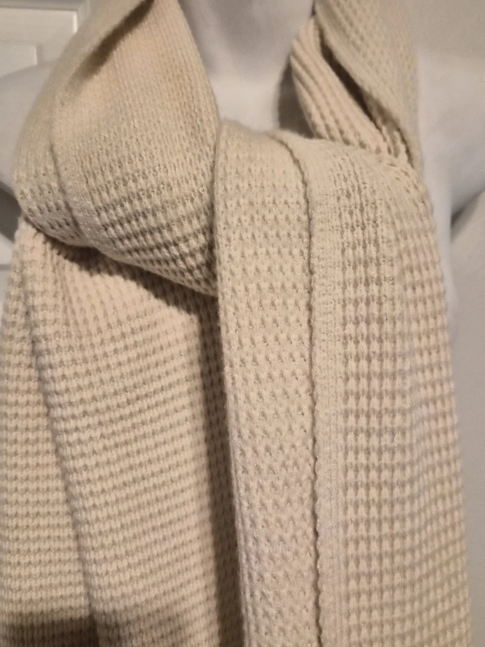 Anthropologie The Elsie Waffle-Knit Scarf NWOT Beige